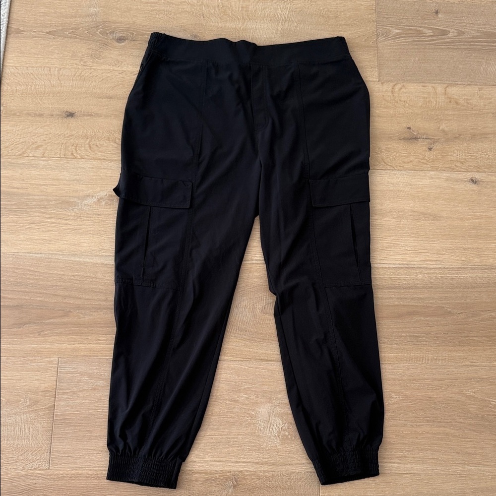 Athleta Black Cargo Jogger Pants with Elastic Cuffs